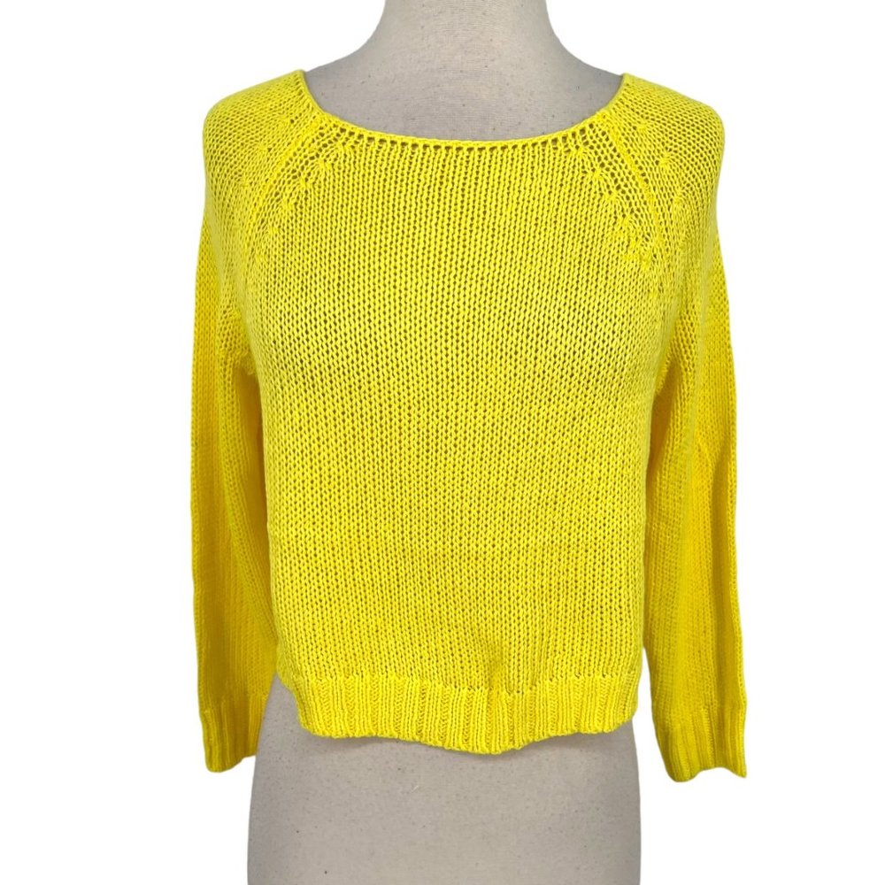 Ekklesia Wide Neck Cropped Sweater Yellow Size S/M NWT